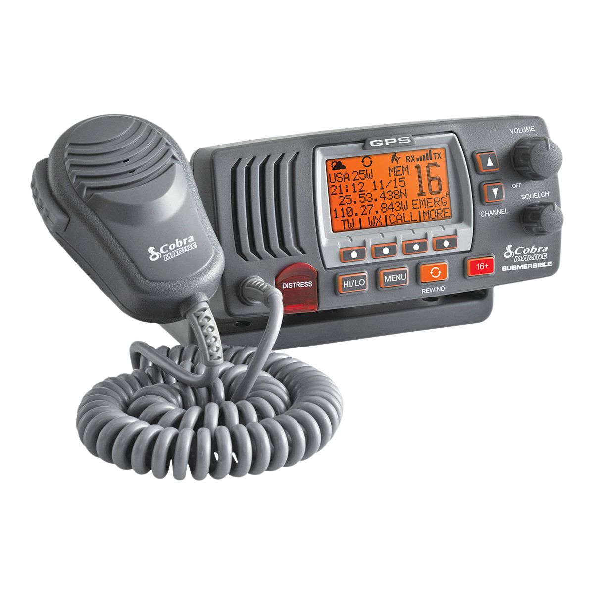 Cobra&nbsp;MR F77B GPS&nbsp;25 Watt Fix Mount VHF Marine Radio Front_Angled_Right