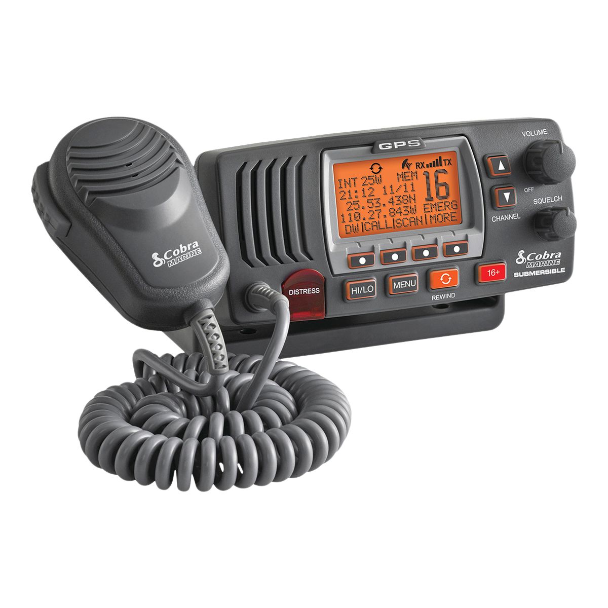 Cobra&nbsp;MR F77B GPS&nbsp;25 Watt Fix Mount VHF Marine Radio Front_Angled_Right