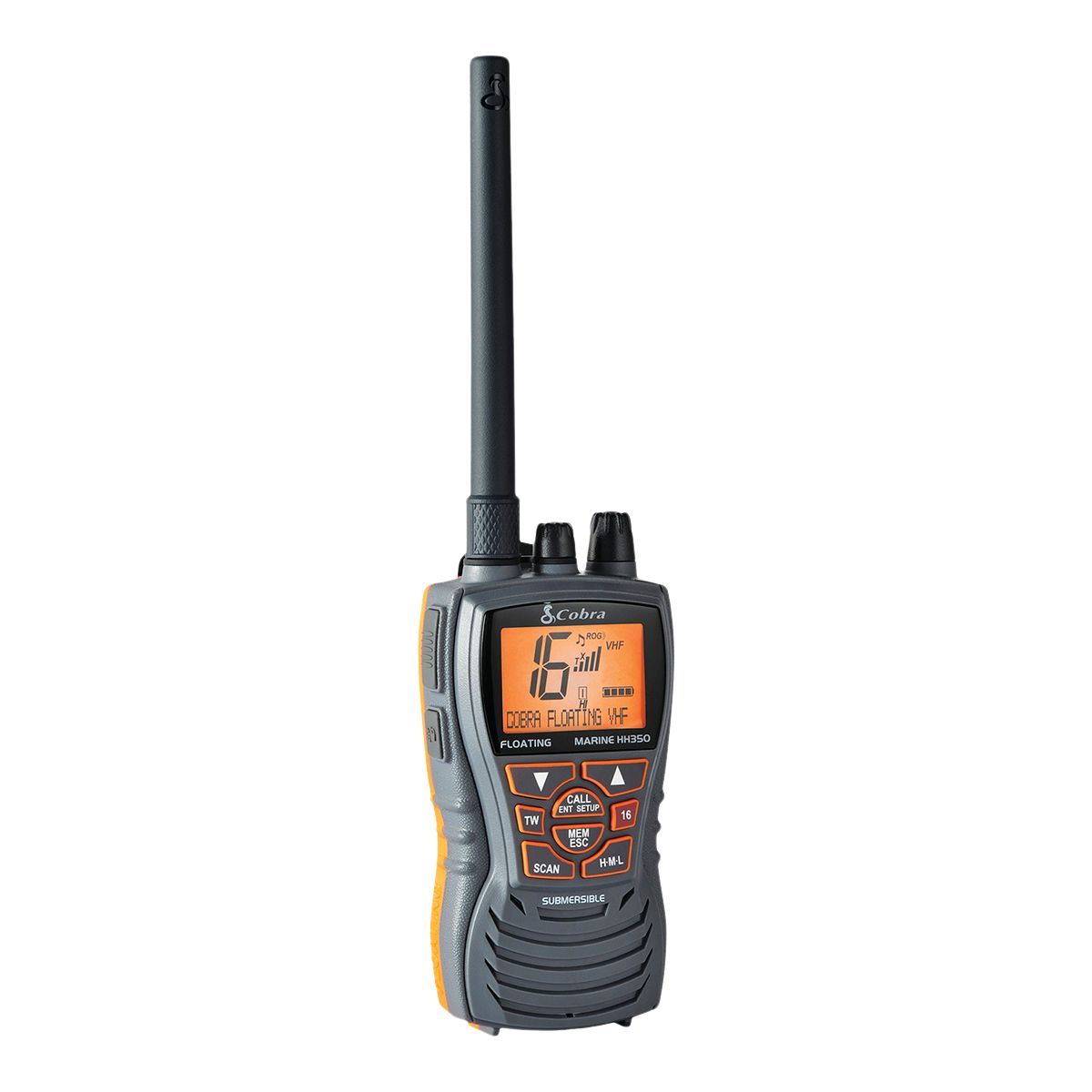 Cobra&nbsp;MR HH350 FLT 6 Watt Hand Held VHF Marine Radio Front_Angled_Right