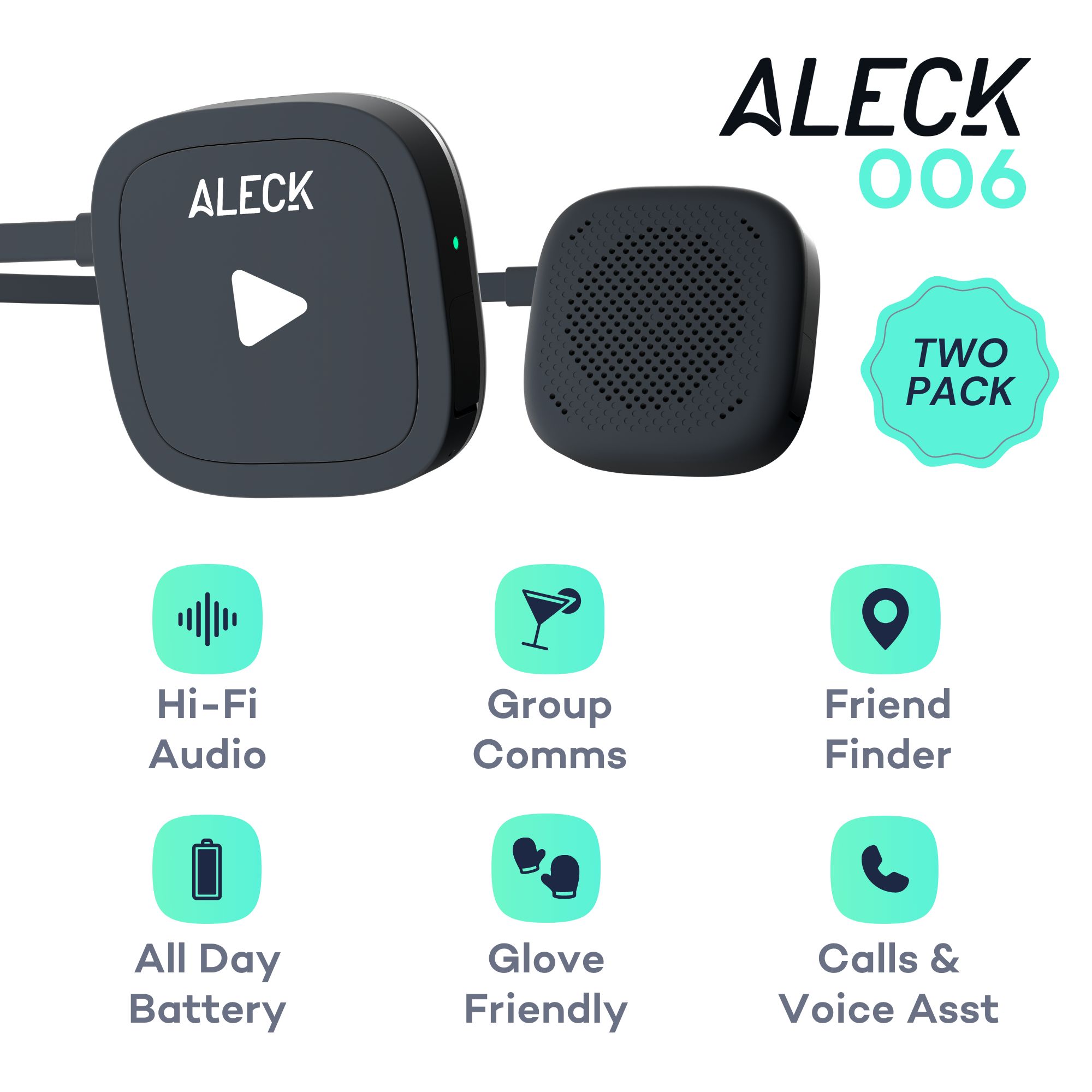 Aleck 006™ Universal Wireless Helmet Audio & Communication - 2 Pack Composite_or_Mixed
