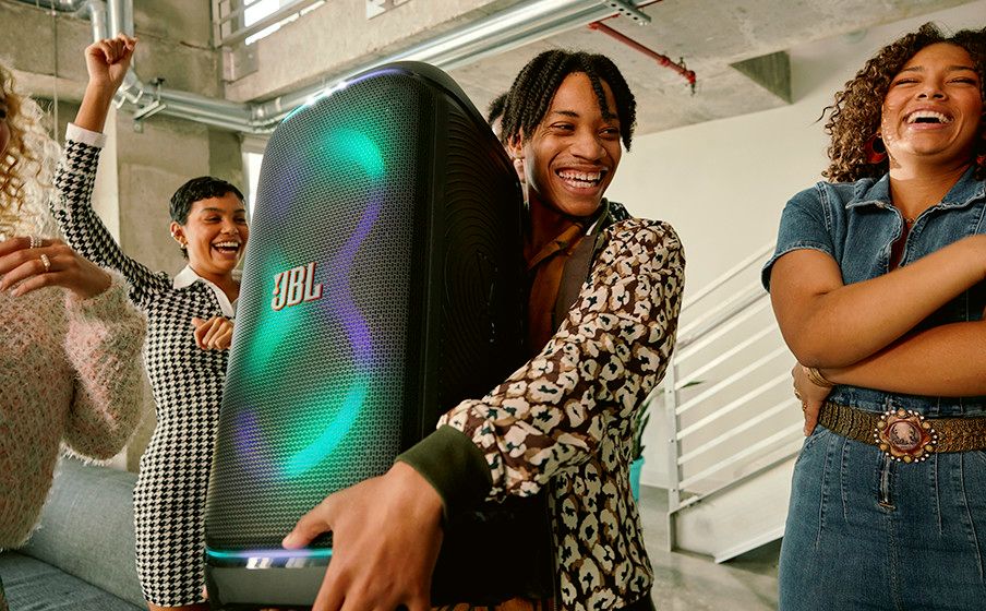 JBL PartyBox Stage 320 Bluetooth Speaker Front_Three_Fourths_Angled_Left