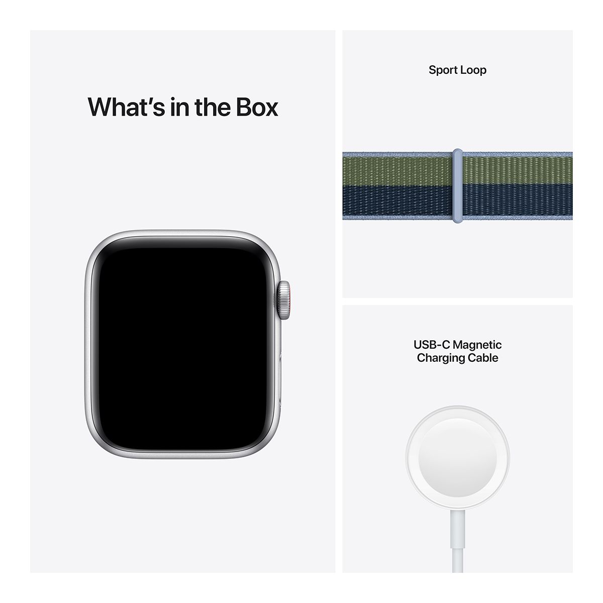 Apple Watch SE 1st Gen (GPS+LTE) 44mm Silver with Abyss Blue/Wild Green Sport Band Composite_or_Mixed