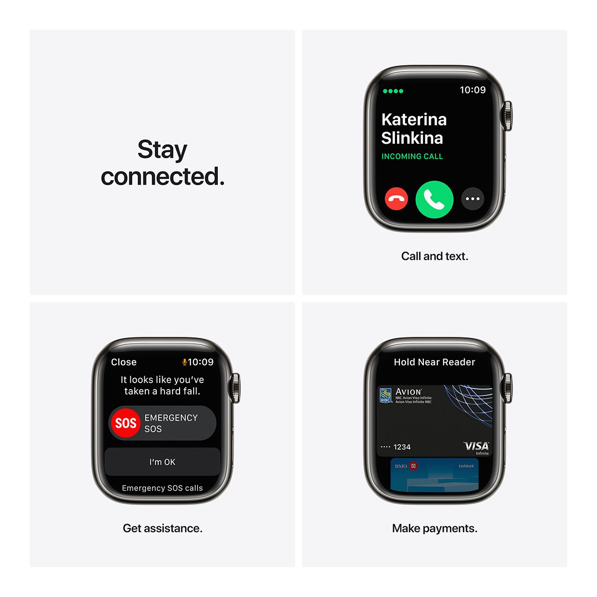 Apple Watch Series 7 (GPS+LTE) 41mm Graphite with Abyss Blue Sport Band Front_Flat
