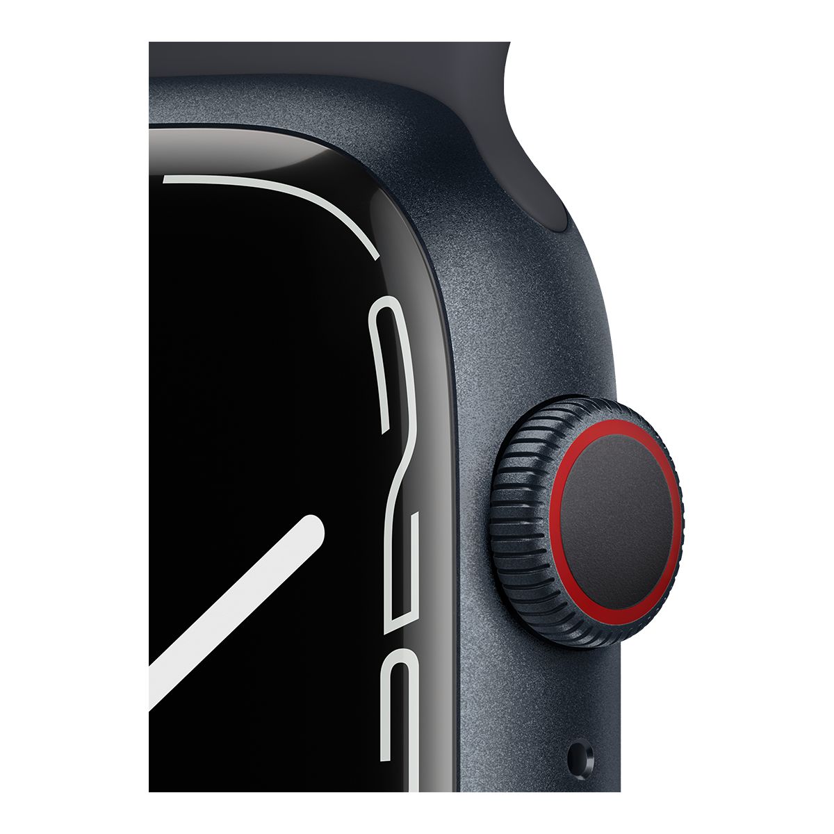 Apple Watch Series 7 (GPS+LTE) 45mm Midnight with Midnight Sport Band CloseUp