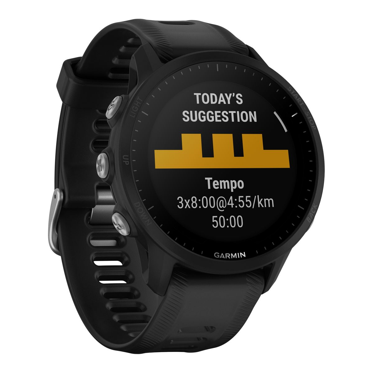Garmin Forerunner® 955 Fitness Watch Front_Three_Fourths_Angled_Right