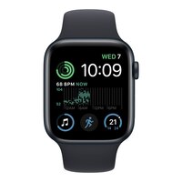 Apple Watch SE 2nd Gen (GPS) 44mm Midnight with Midnight Sport Band Front_Flat