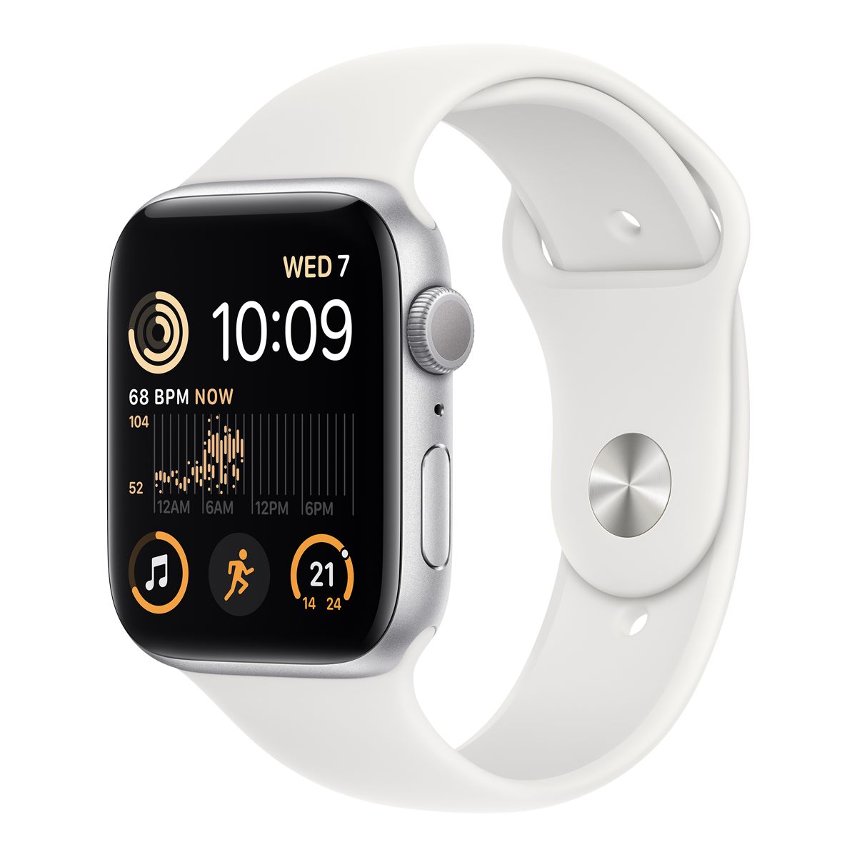 Apple Watch SE 2nd Gen (GPS) 44mm Silver with White Sport Band