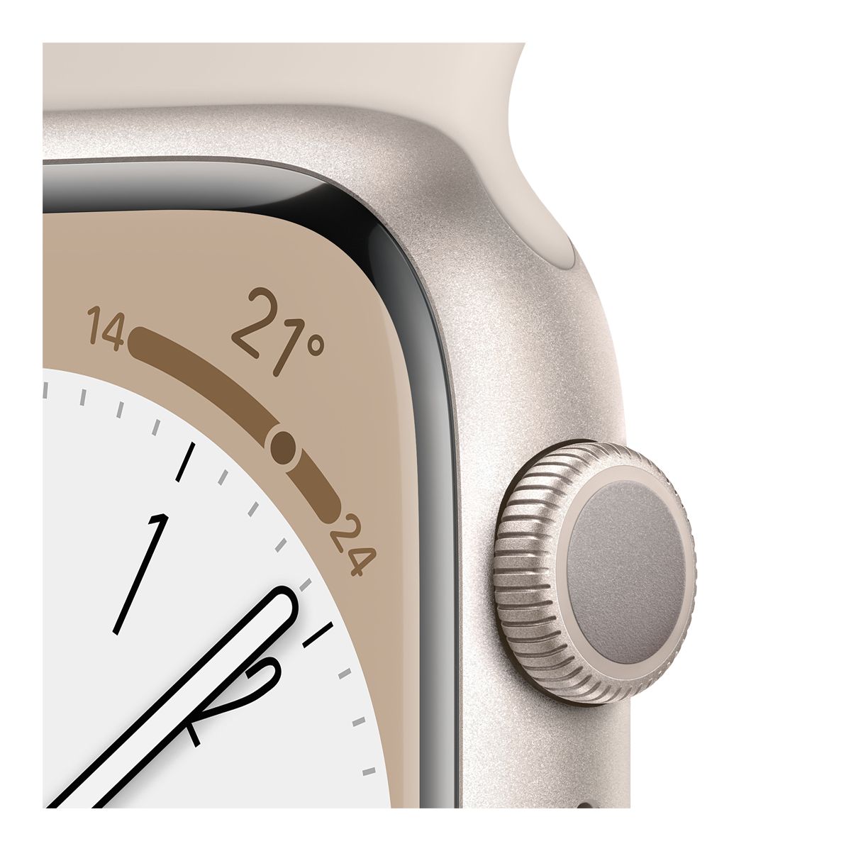 Apple Watch Series 8 (GPS) 41mm Starlight with Starlight Sport Band CloseUp