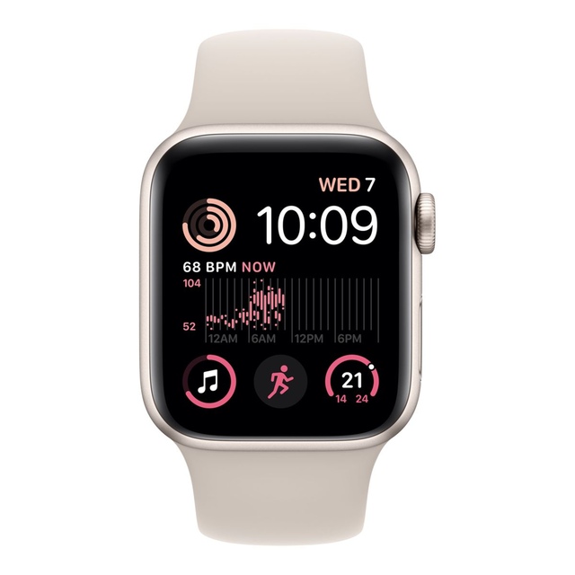 Apple Watch SE 2nd Gen (GPS+LTE) 40 mm Starlight Front_Flat