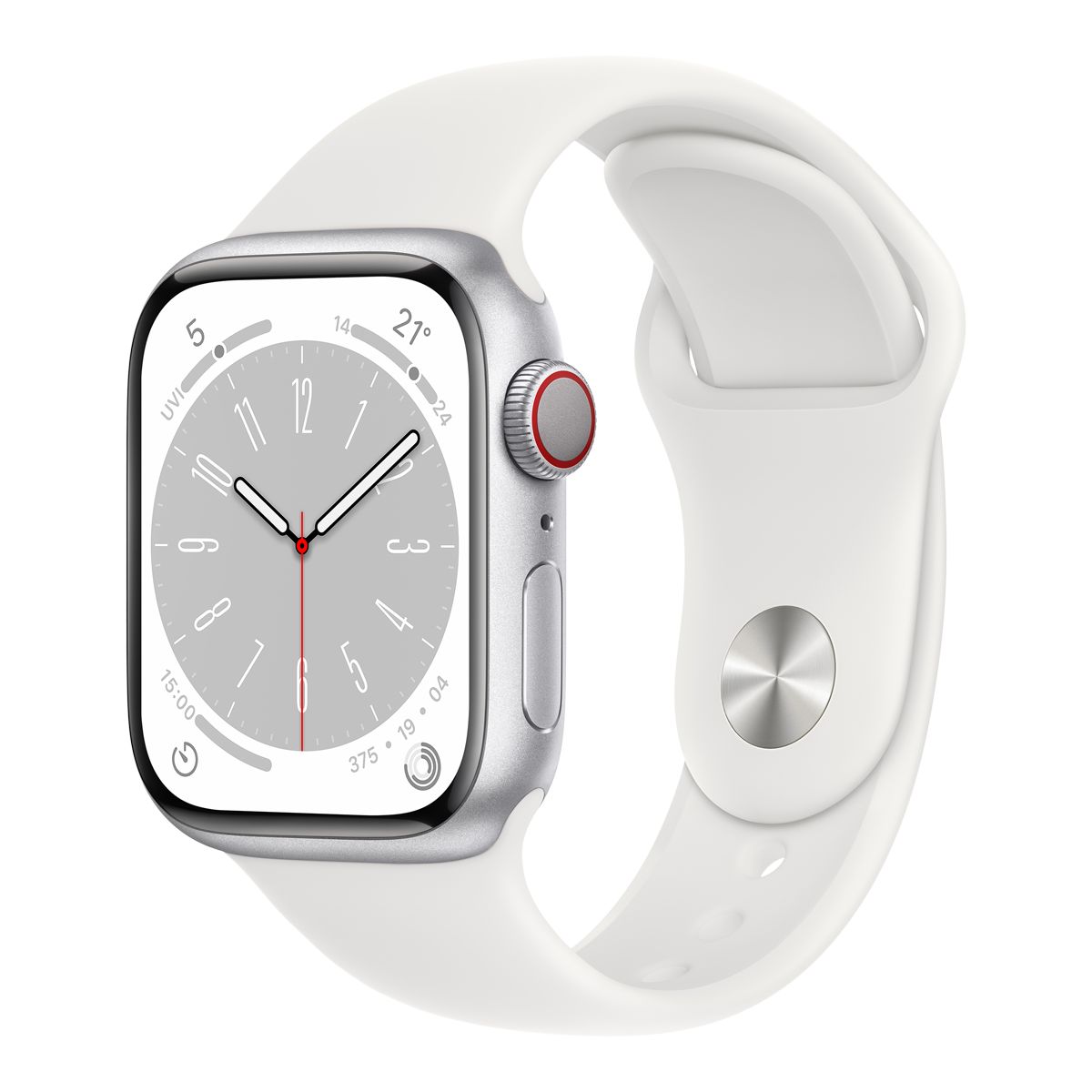 Apple Watch Series 8 (GPS+LTE) 41mm Silver with White Sport Band