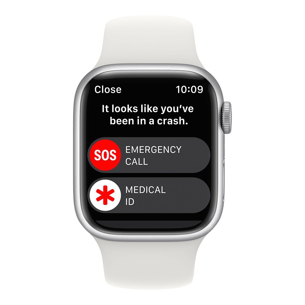 Apple Watch Series 8 (GPS) 41mm Silver with White Sport Band Front_Flat
