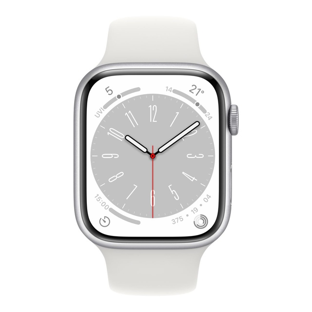 Apple Watch Series 8 (GPS) 45 mm Silver Front_Flat