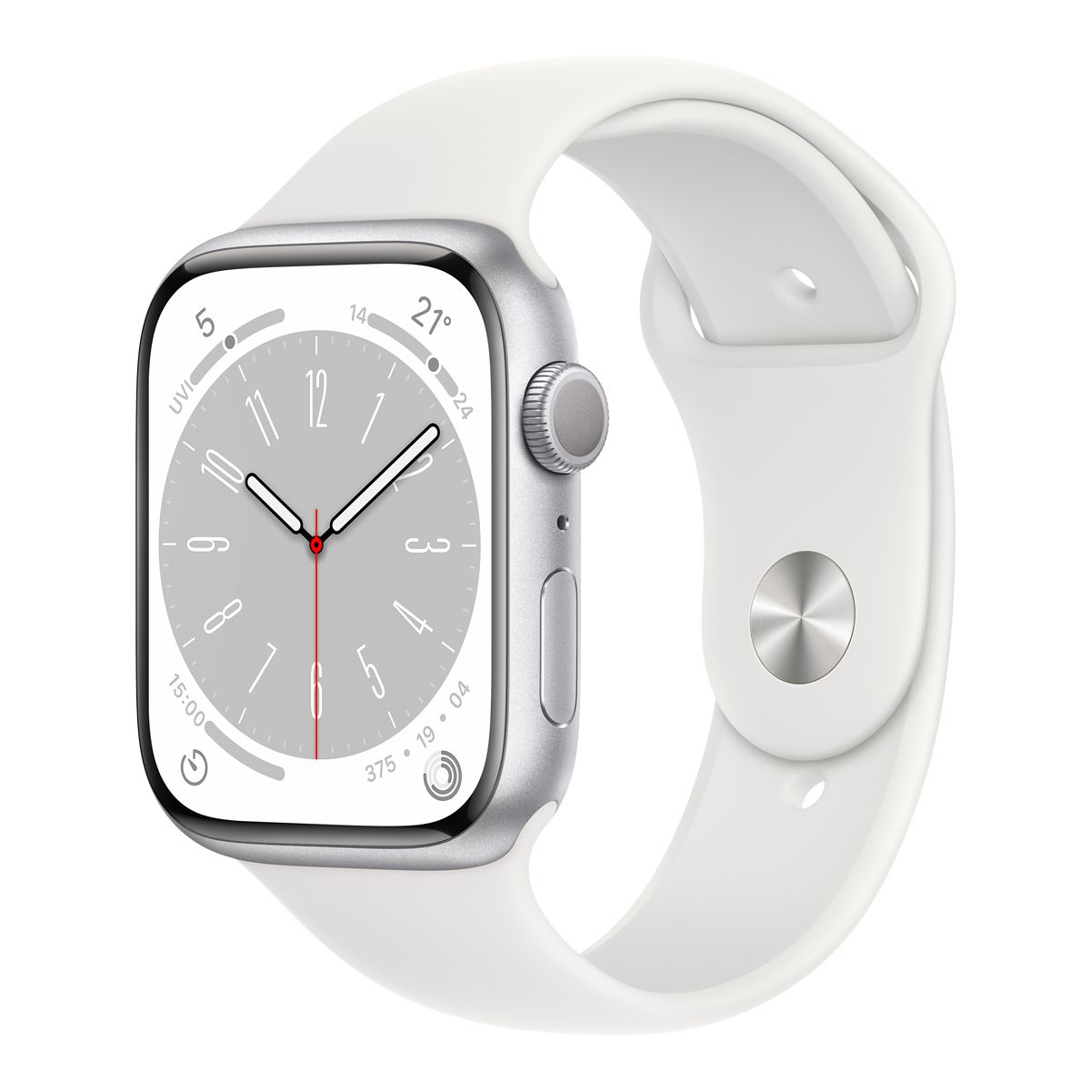 Apple Watch Series 8 (GPS) 45 mm Silver Front_Angled_Left