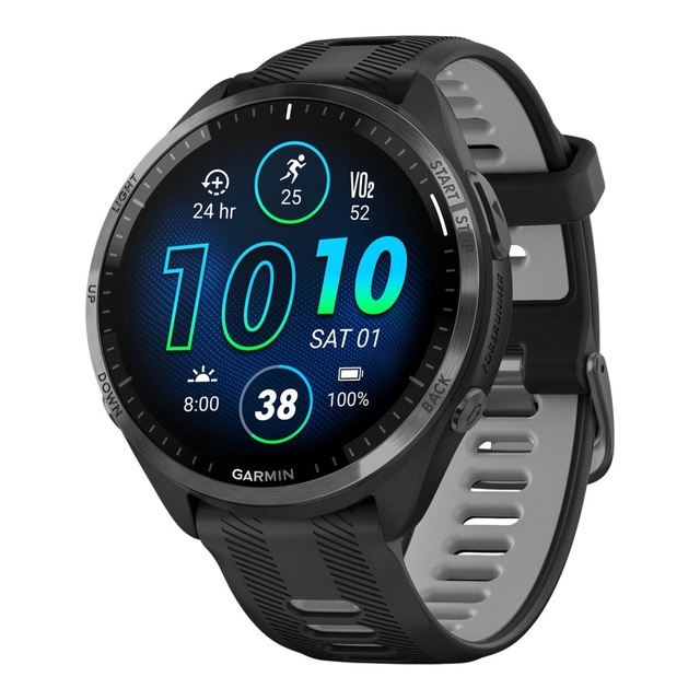 Garmin Forerunner® 965 Fitness Watch Front_Three_Fourths_Angled_Left