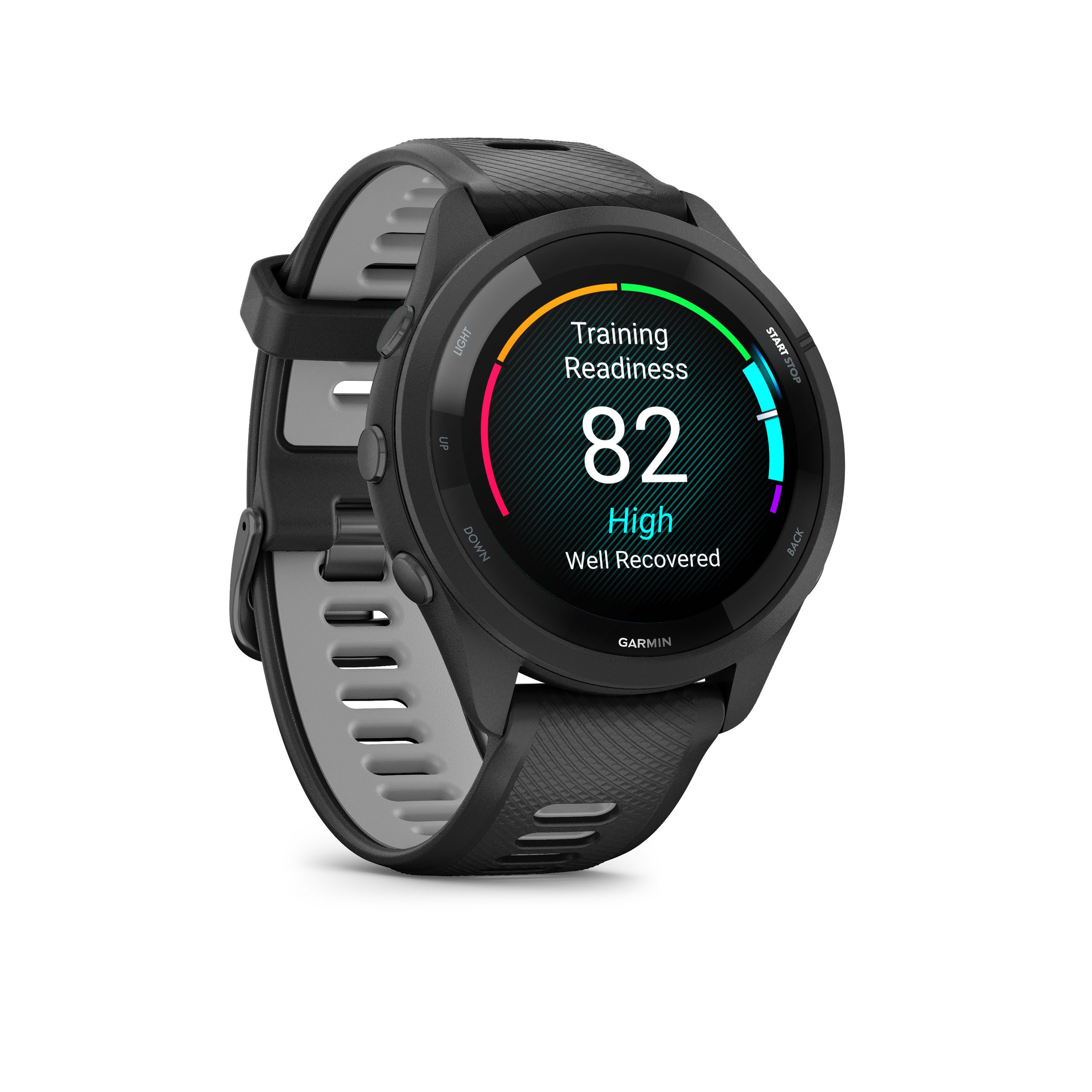Garmin Forerunner® 265 Fitness Watch Front_Three_Fourths_Angled_Right