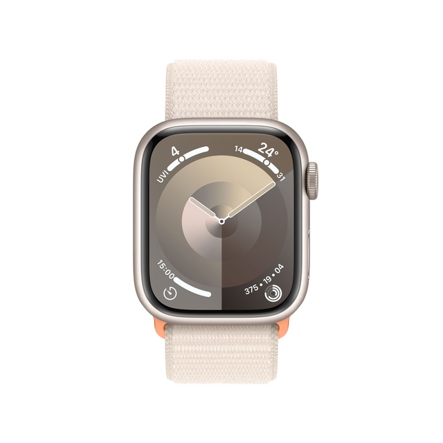 Apple Watch Series 9 (GPS) Starlight Front_Flat