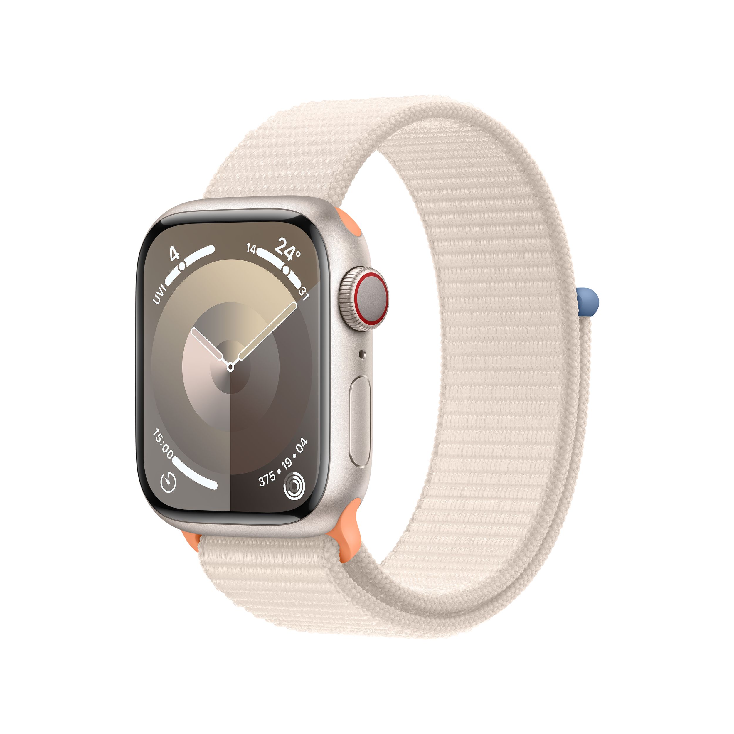 Apple Series 9 (GPS + LTE) 41mm Smartwatch with Sport Loop Front_Three_Fourths_Angled_Left