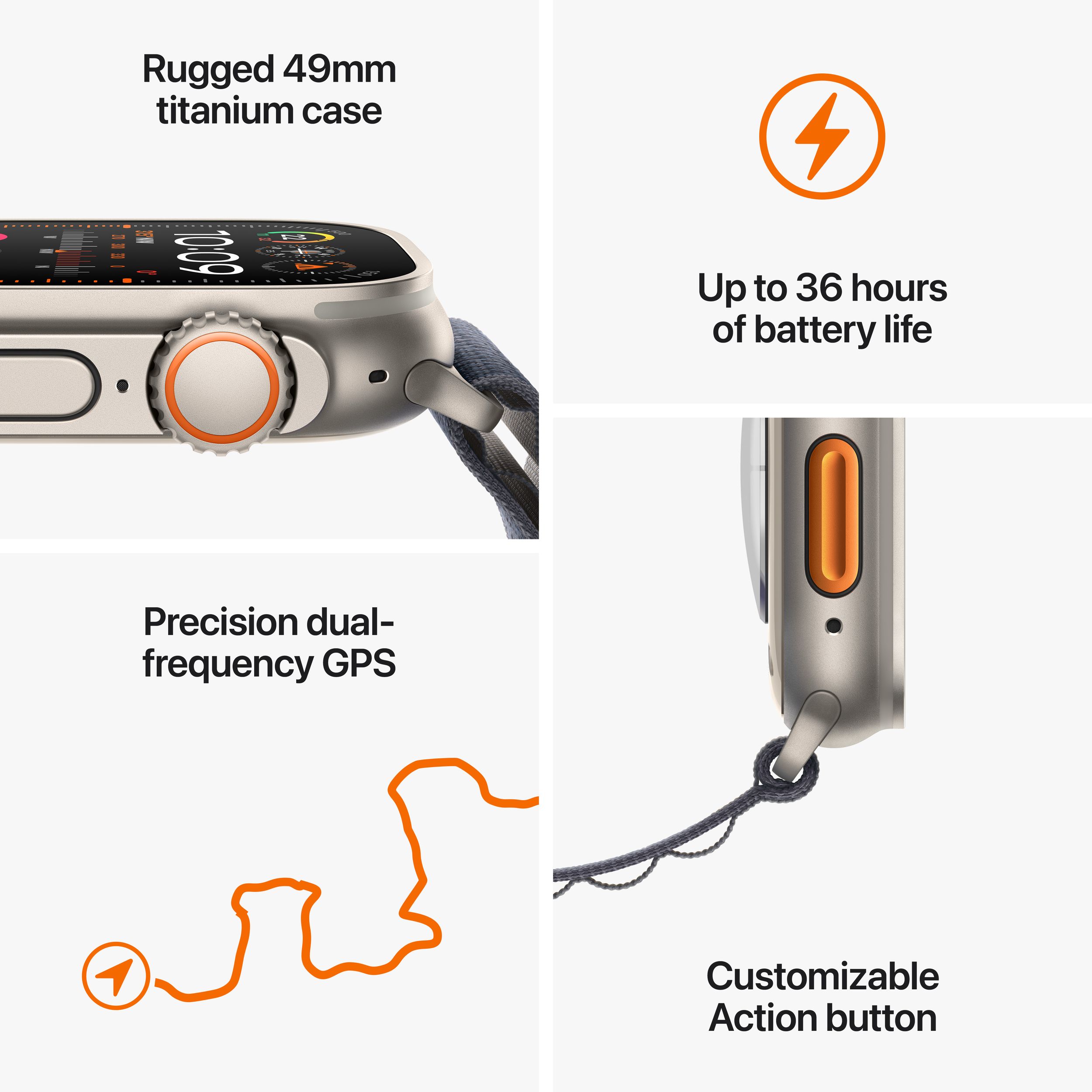 Apple Watch Ultra 2 (GPS + LTE) with Trail Loop CloseUp