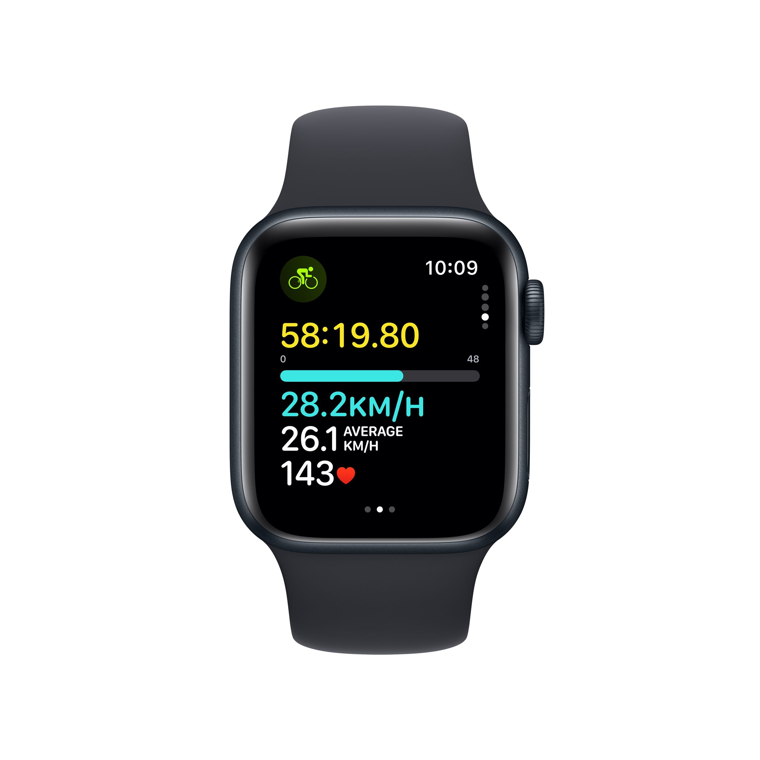 Apple Watch SE (GPS) 40 mm Midnight with Midnight Sport Band - M/L Front_Flat