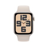 Apple Watch SE 2nd Gen (GPS) 44mm Starlight with Starlight Sport Band S/M Front_Flat