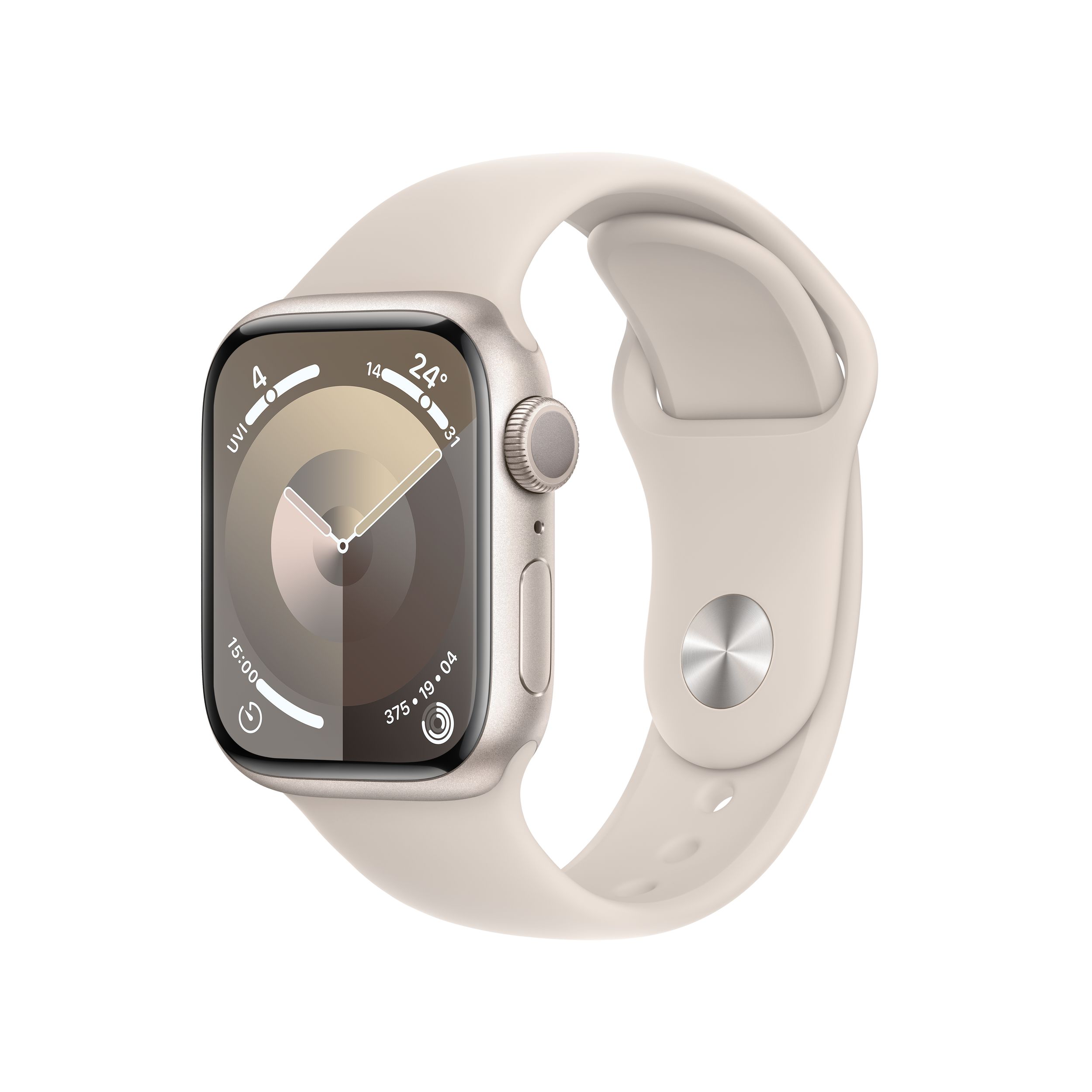 Apple Watch Series 9 (GPS) 41mm with Sport Band Front_Three_Fourths_Angled_Left