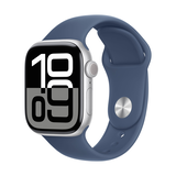 Apple Watch Series 10 (GPS) 42mm with Denim Sport Band - S/M Front_Three_Fourths_Angled_Left