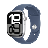 Apple Watch Series 10 (GPS) 46mm with Denim Sport Band - S/M Front_Three_Fourths_Angled_Left