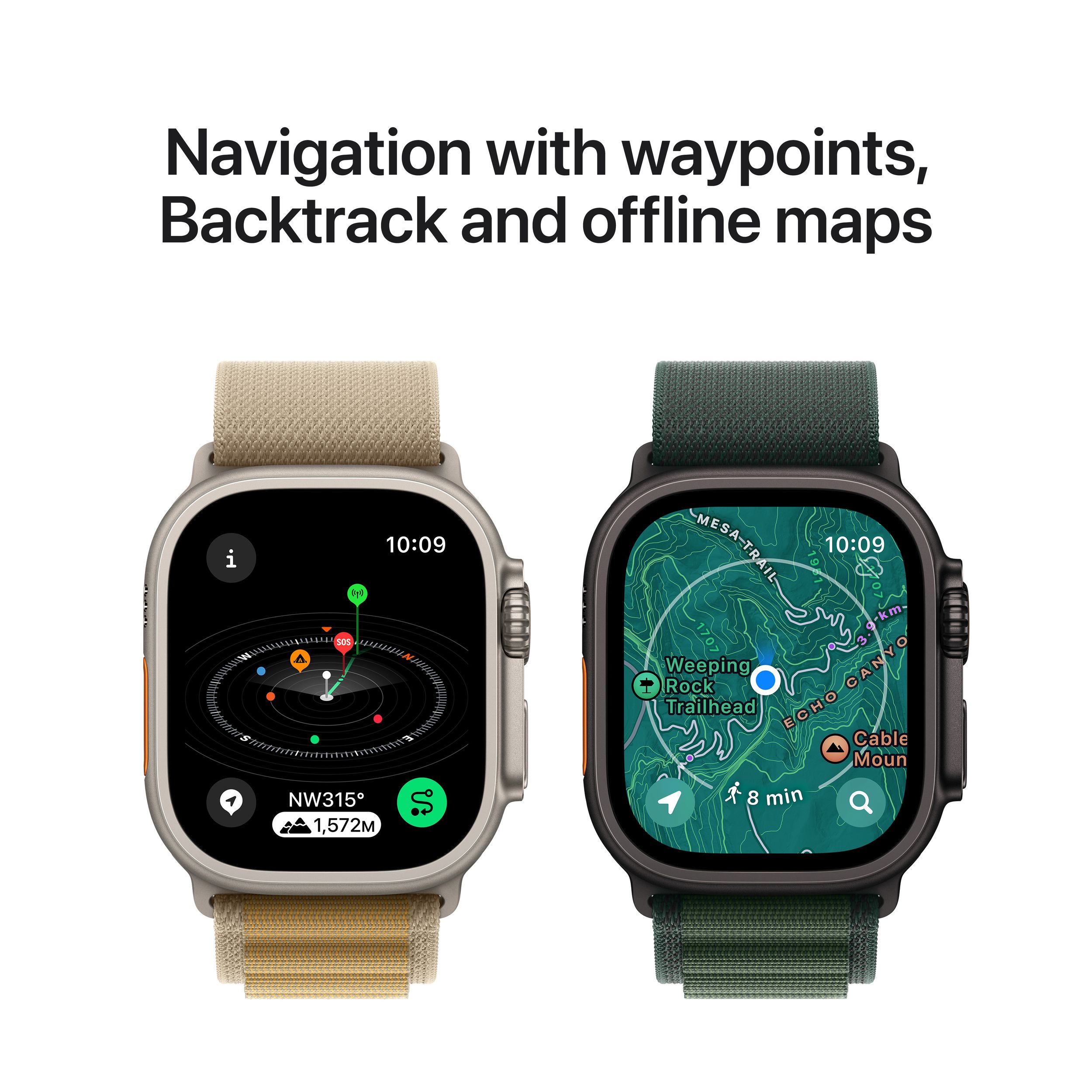 Apple Watch Ultra 2 (GPS+LTE) with Alpine Loop - M/L Front_Flat