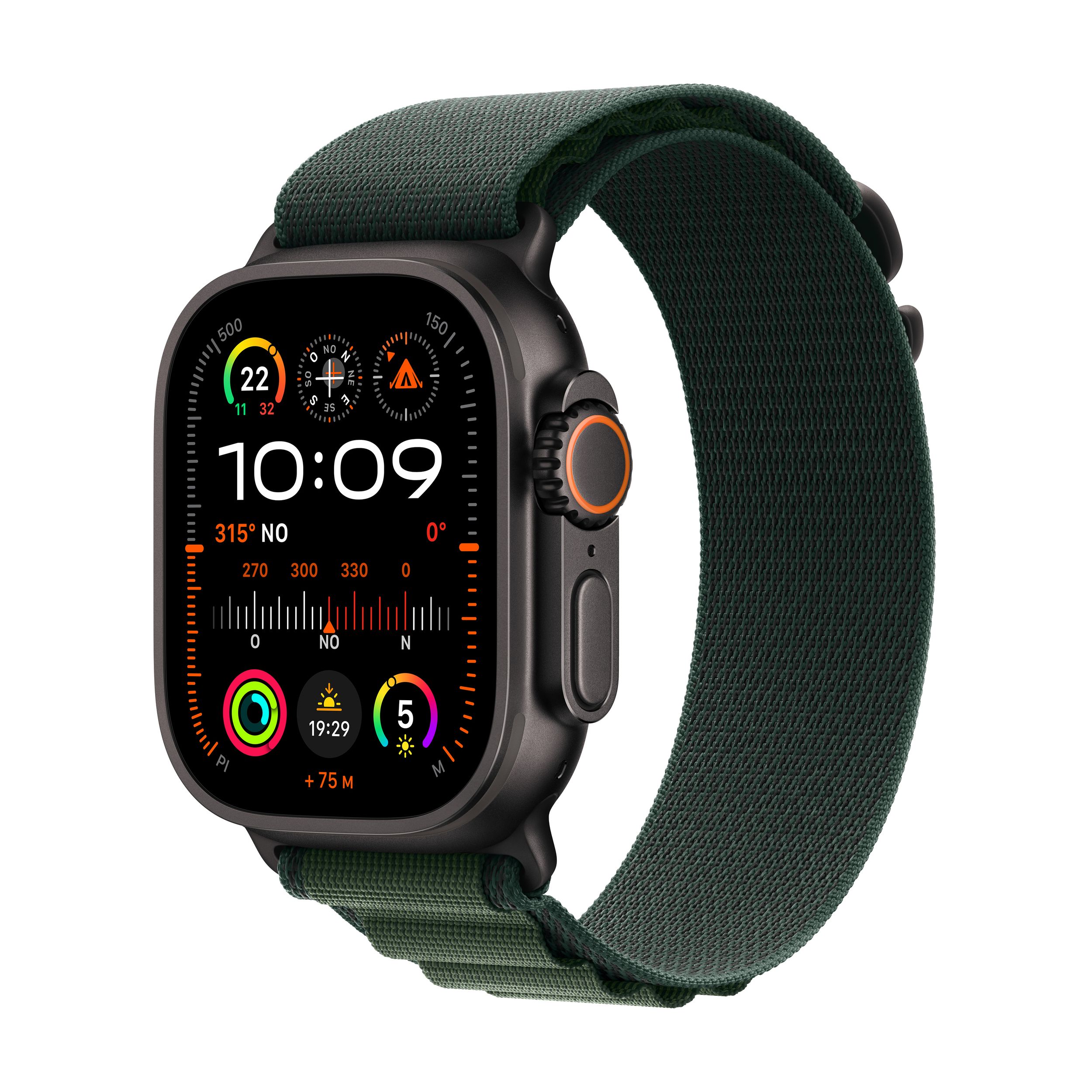 Apple Watch Ultra 2 (GPS+LTE) with Alpine Loop - M/L Front_Three_Fourths_Angled_Left