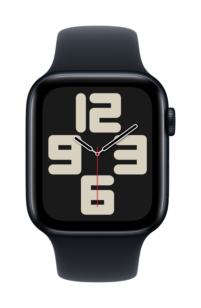 Apple Watch SE 2nd Gen (GPS) 44mm Midnight with Midnight Sport Band Front_Flat