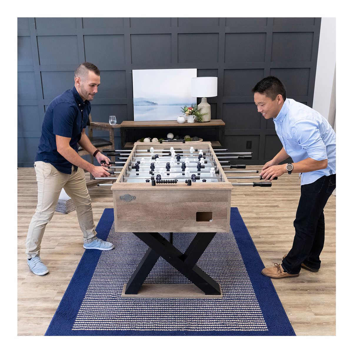 Escalade American Legend 54 Inch Kirkwood Foosball Table Overhead_Plunge