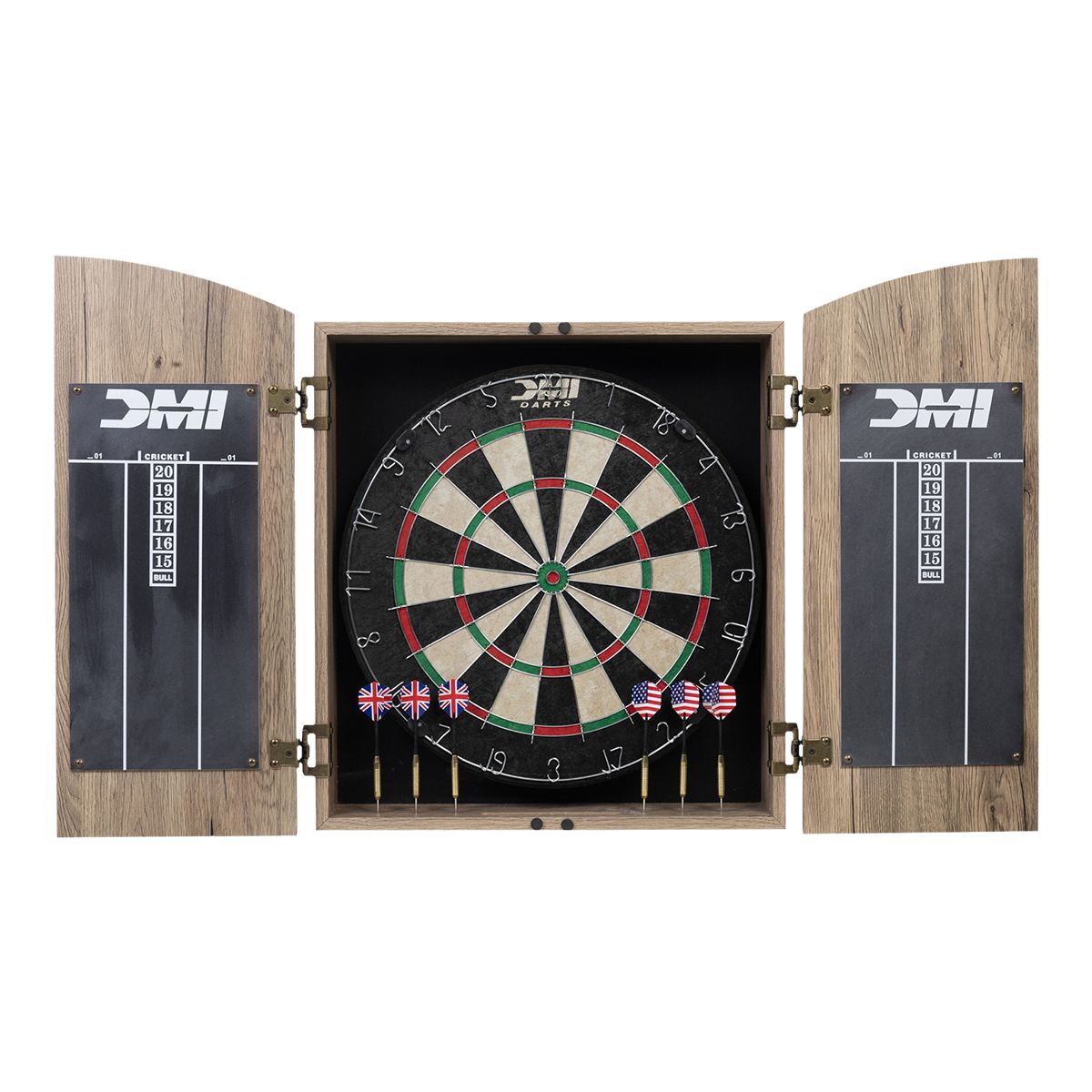 Escalade Rustic Bristle Dartboard Cabinet Set Front_Flat