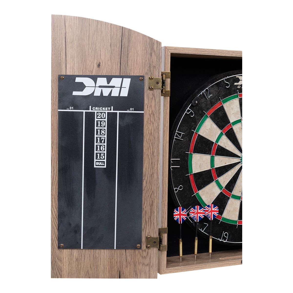 Escalade Rustic Bristle Dartboard Cabinet Set CloseUp