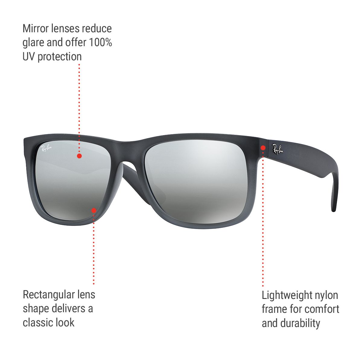 Ray-Ban Unisex Justin Square Sunglasses