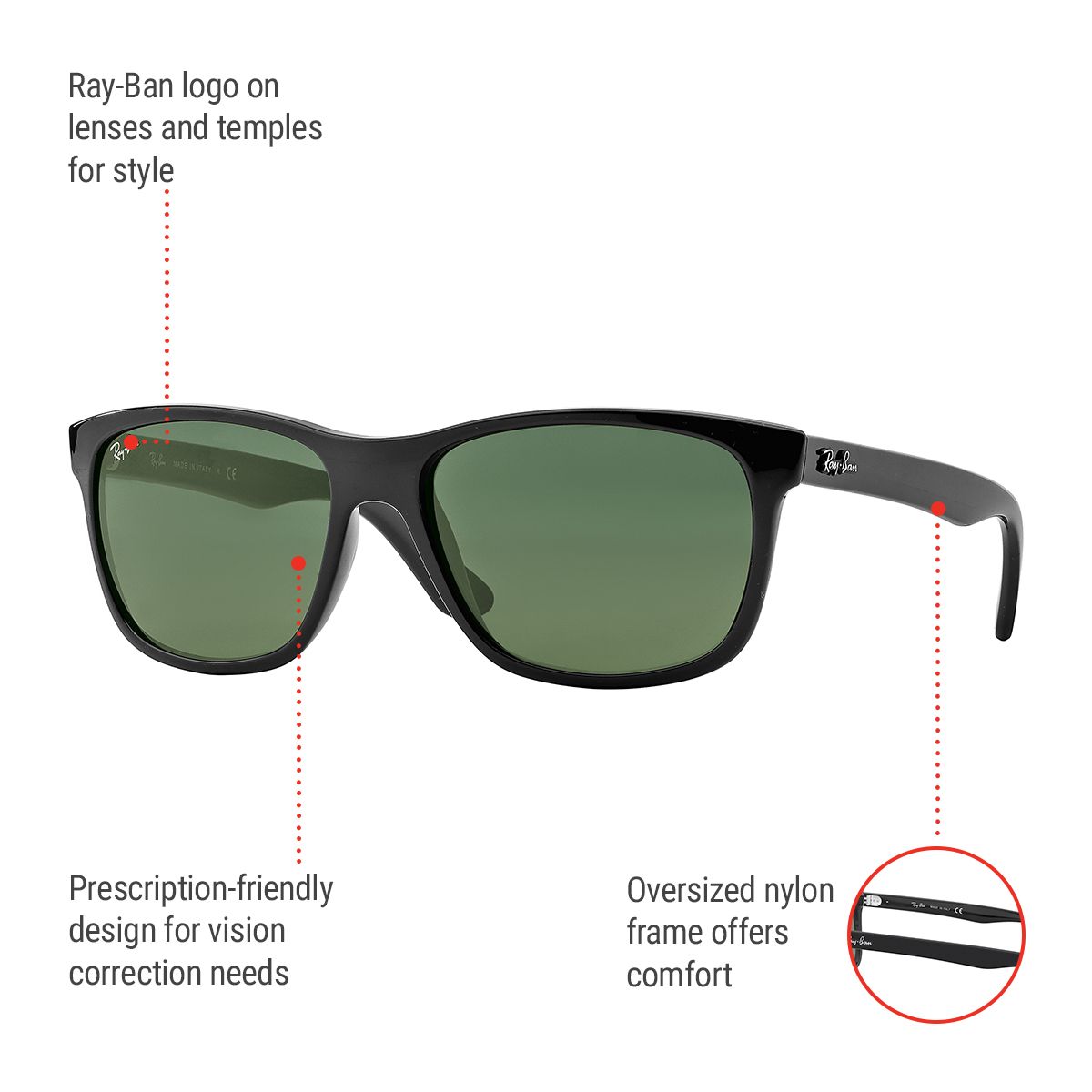 Ray-Ban Unisex RB4181 Square Sunglasses
