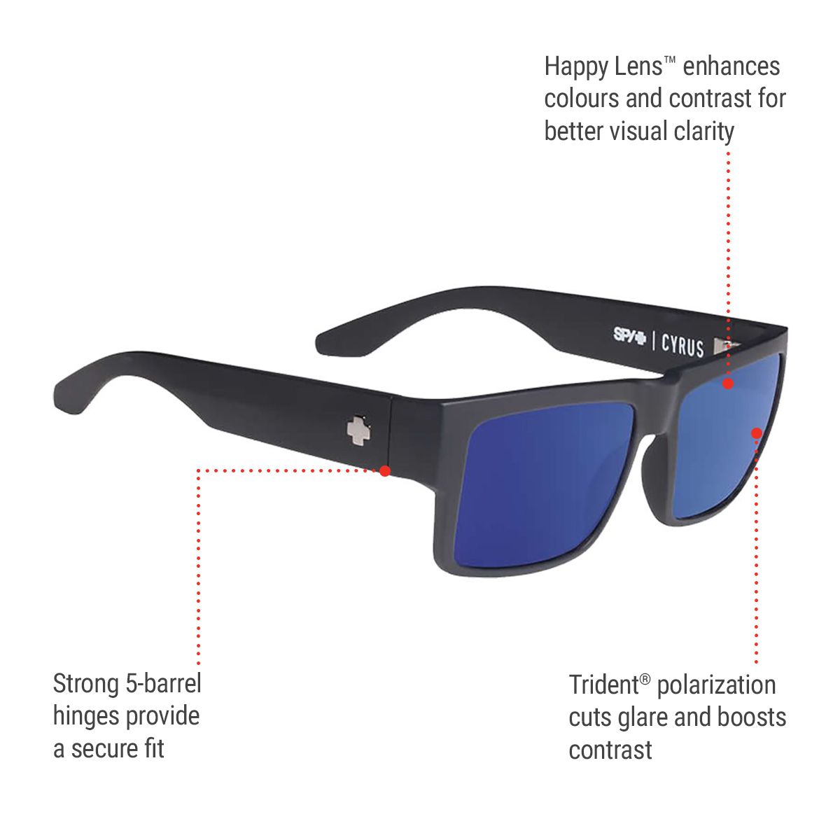 SPY Unisex Cyrus Square Sunglasses