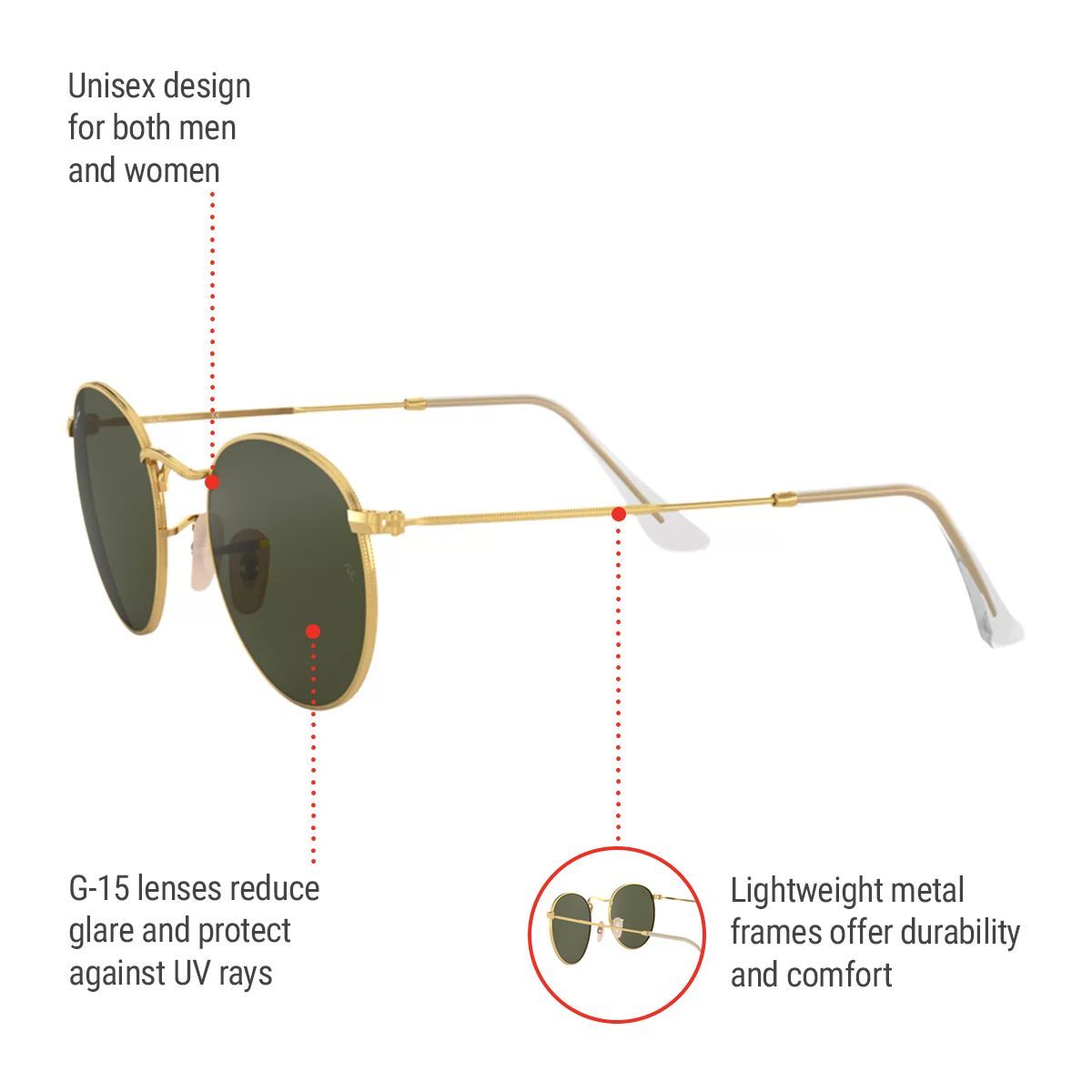 Ray Ban Unisex 3447 Round Sunglasses