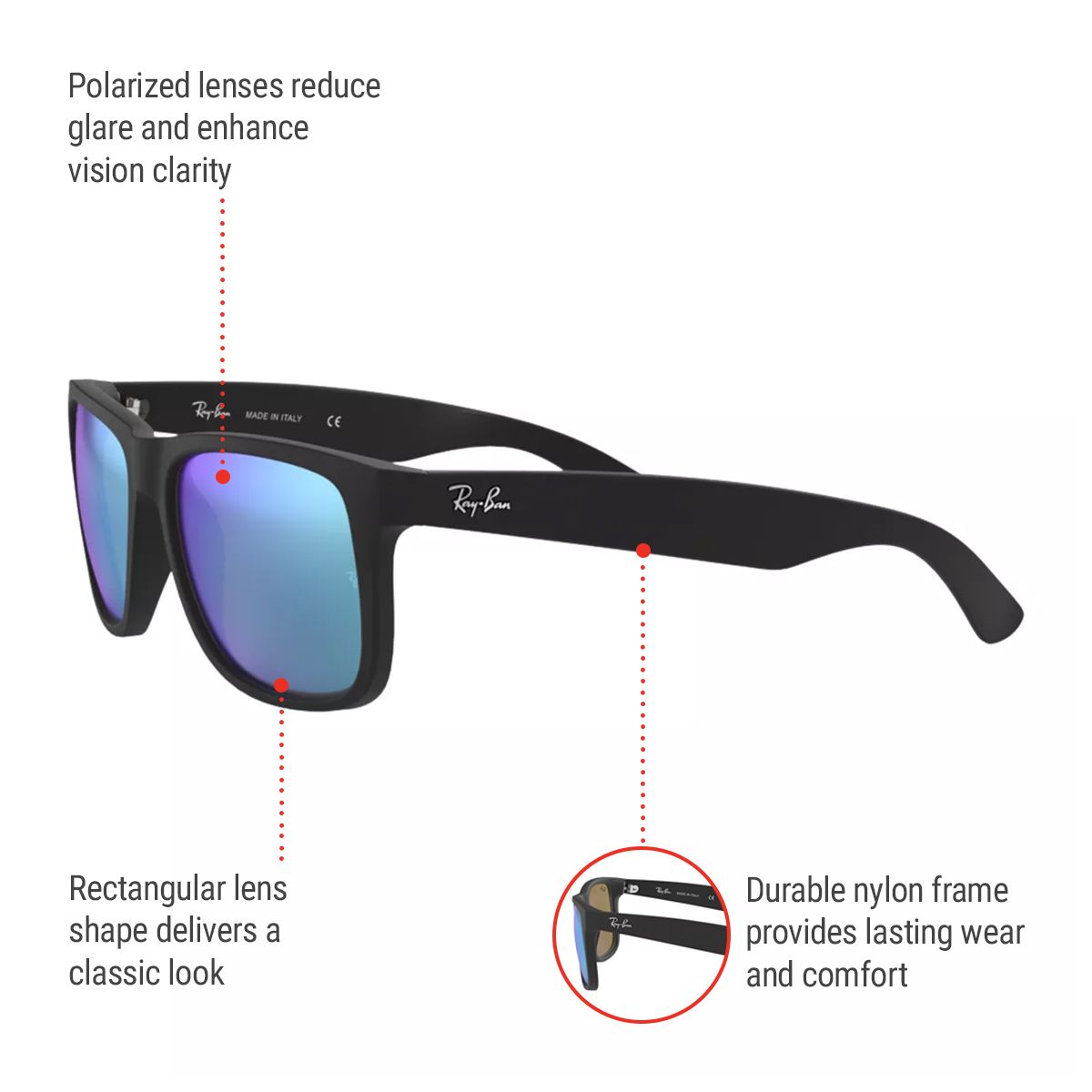 Ray-Ban Unisex Justin Square Sunglasses