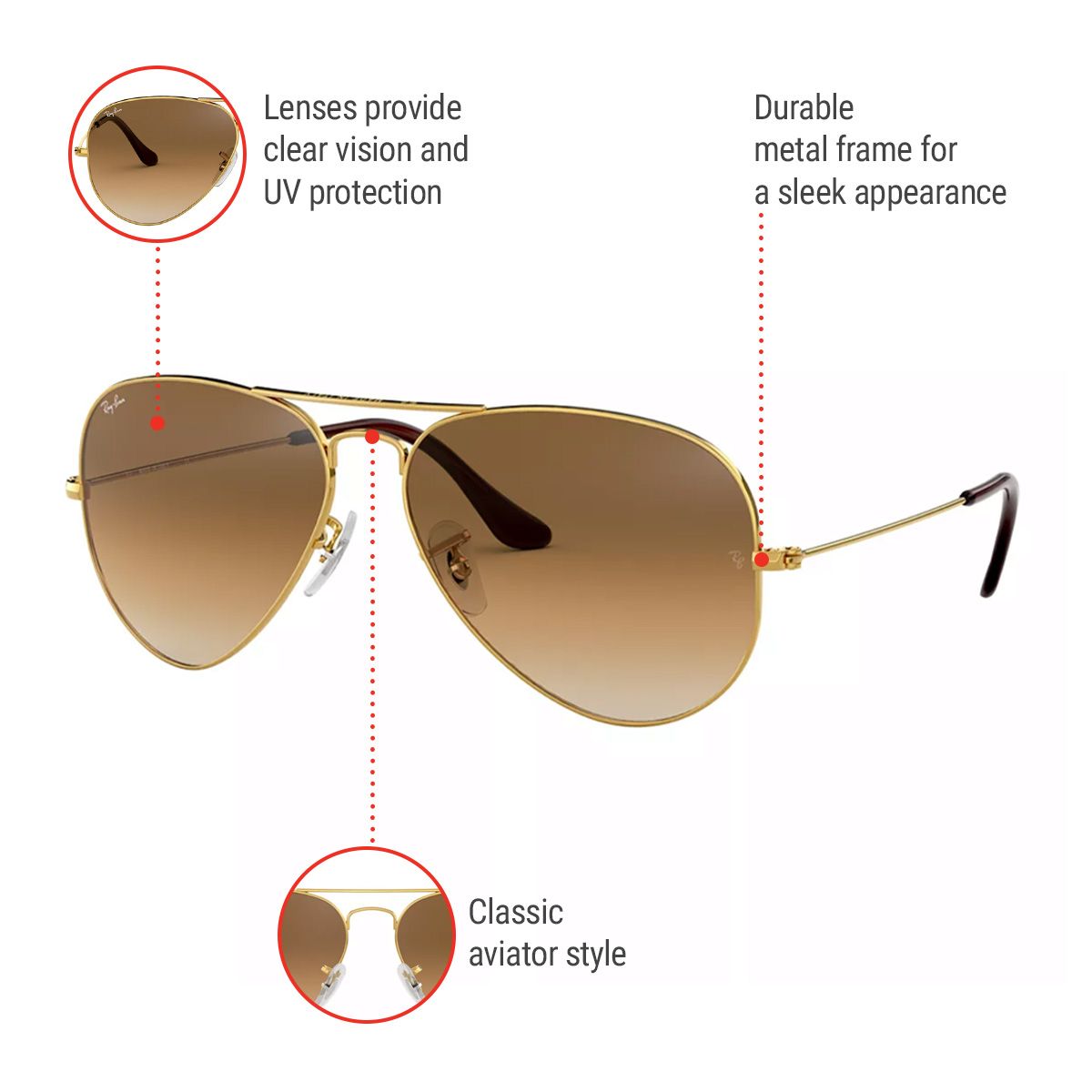 Ray Ban Unisex Aviator Sunglasses