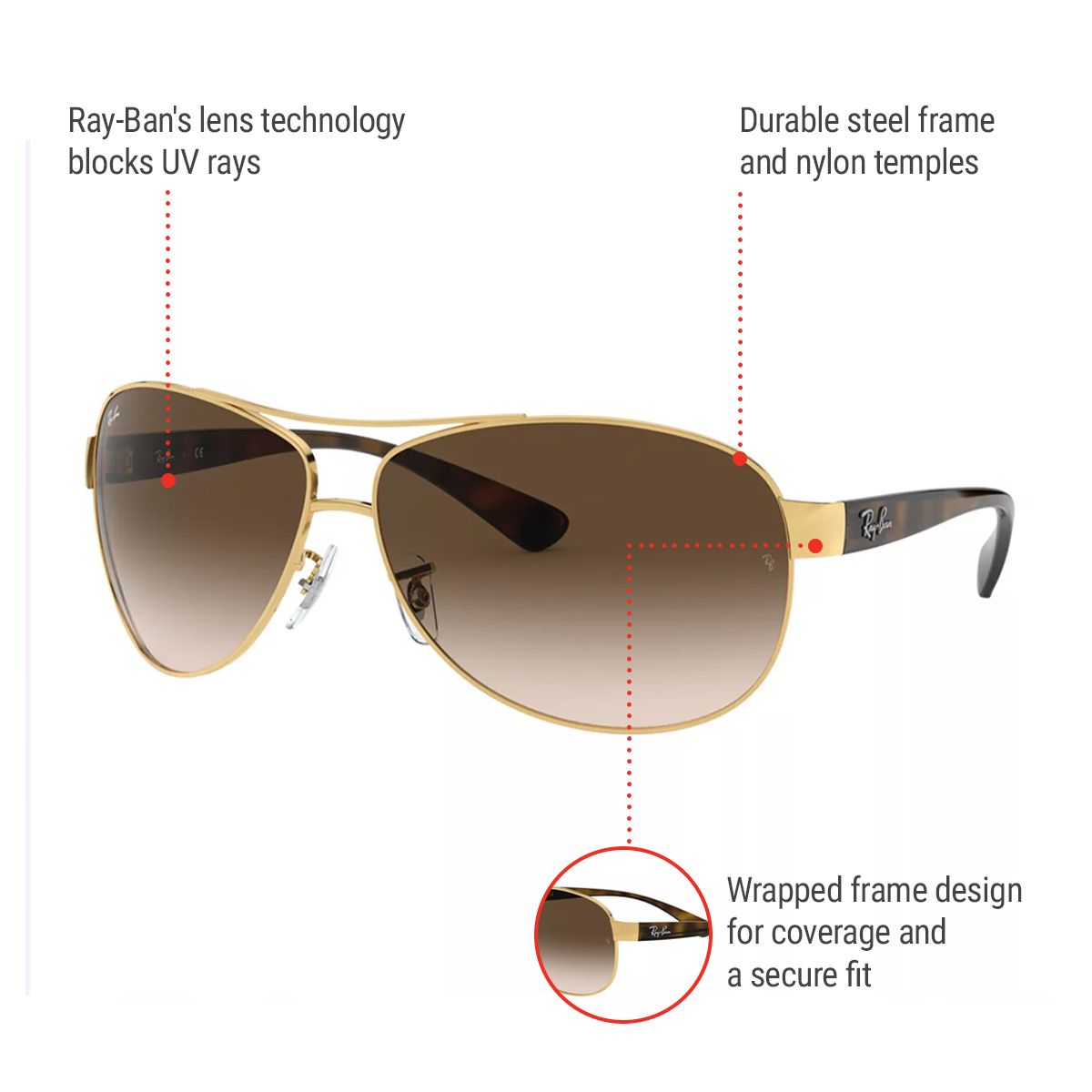 Ray Ban Unisex 3386 Aviator Sunglasses