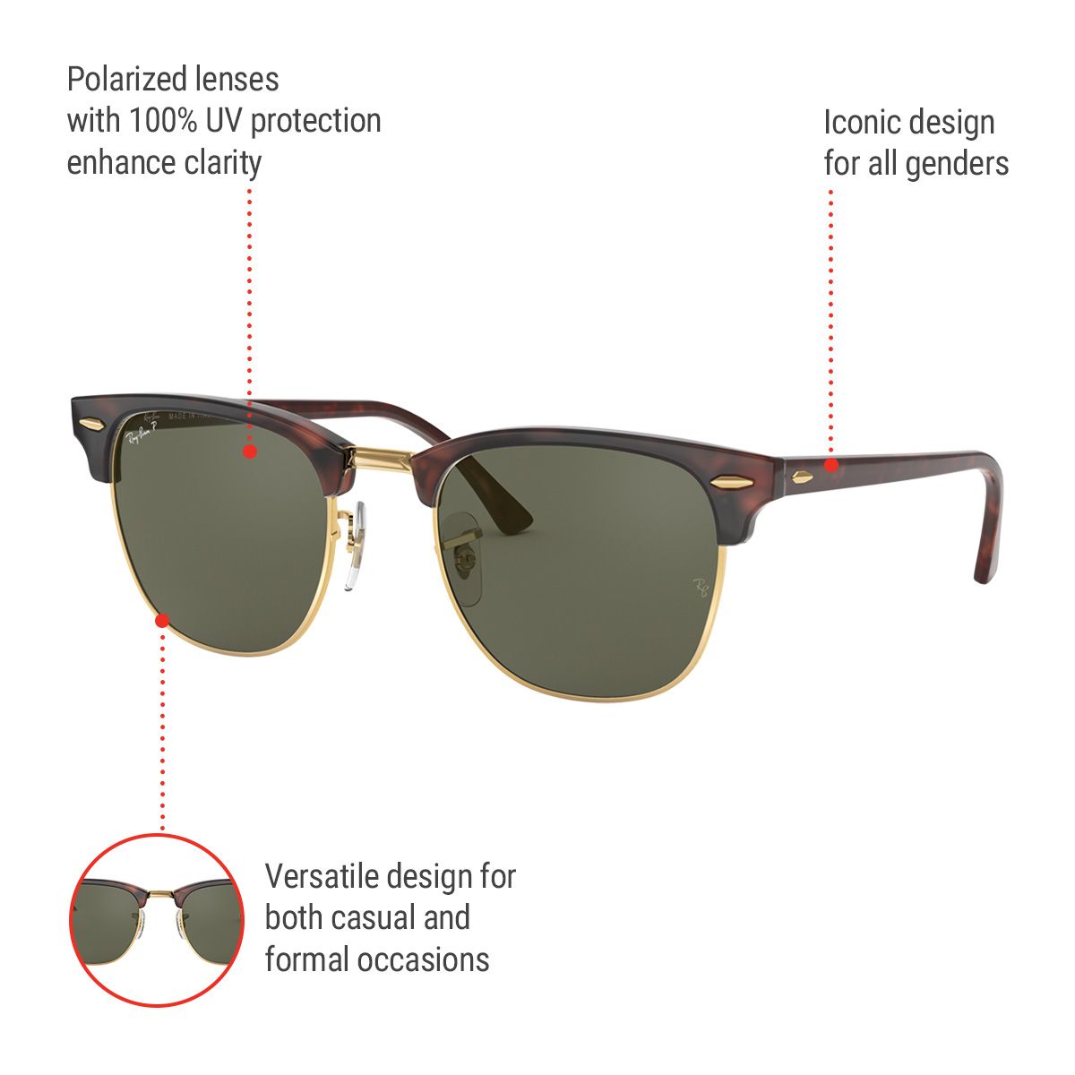 Ray-Ban Unisex Clubmaster Sunglasses