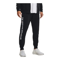 Under Armour Men's Rival Graphic Sweatpants, Fleece, Tapered, Loose, Joggers Front_Angled_Right