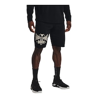 Under Armour Men's Project Rock Terry 10.5" Shorts, Loose/Relaxed Fit, Gym, Drawstring Front_Angled_Right