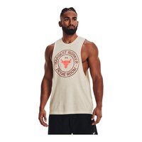 Under Armour Men's Project Rock HWITR Tank Top, Soft, Cotton-Blend, Sleeveless Front_Angled_Left