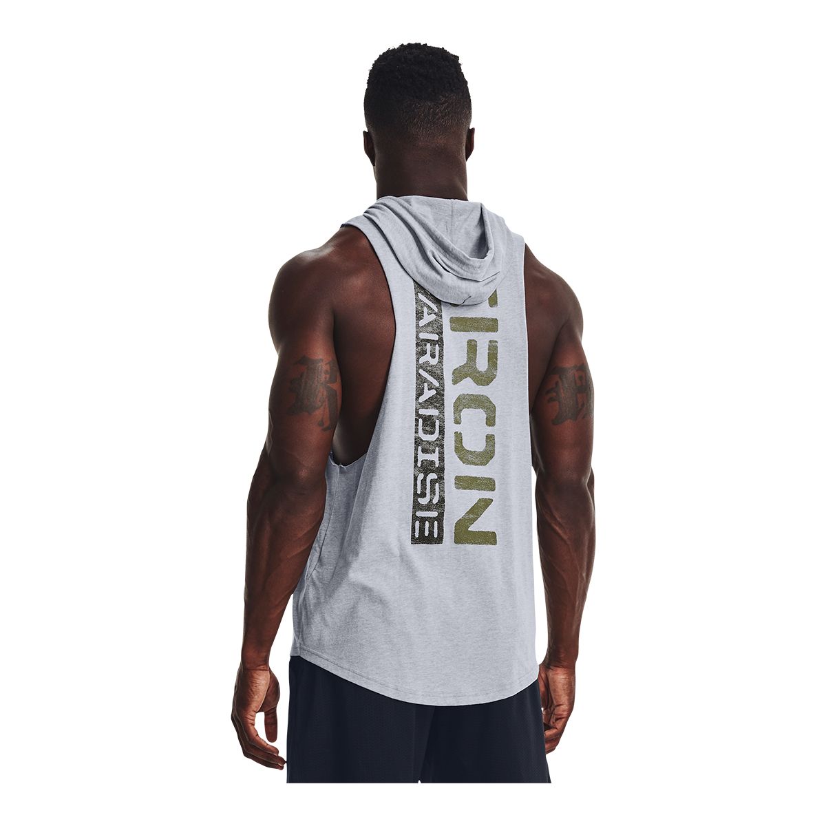 Under Armour Men's Project Rock Graphic Sleeveless Training Hoodie, Kangaroo Pocket