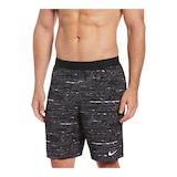 Nike Men's Oxidized Stripe Swim Volley Shorts, 9", With Boxer Liner Front_Angled_Left