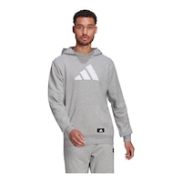 adidas Men's 3 Bar Graphic Hoodie, Pullover, Drawstring Front_Flat