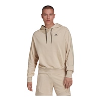 adidas Men's French Terry Hoodie, Pullover, Drawstring Front_Flat