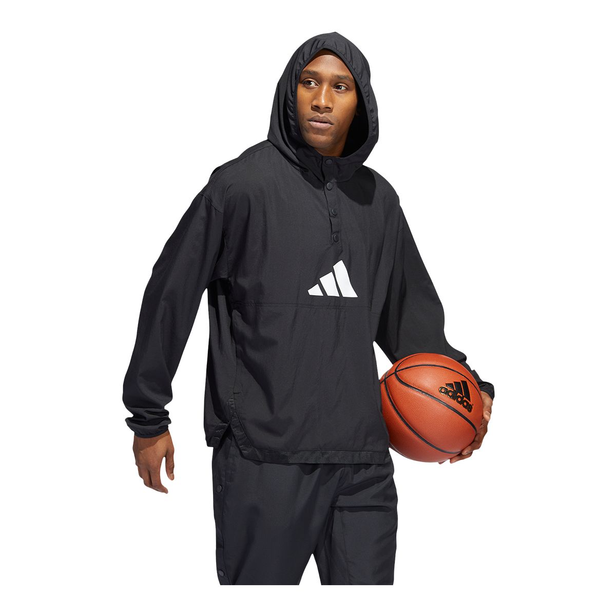 adidas Men's Basketball Pullover Hoodie, Moisture-Absorbing