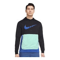 Nike Men's Sport Clash Blocked Pullover Hoodie, French Terry, Therma-FIT Front_Flat